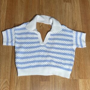 Anthropologie Blue and White Striped Blouse